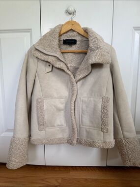 Cream Teddy Sherpa-Trim Coat